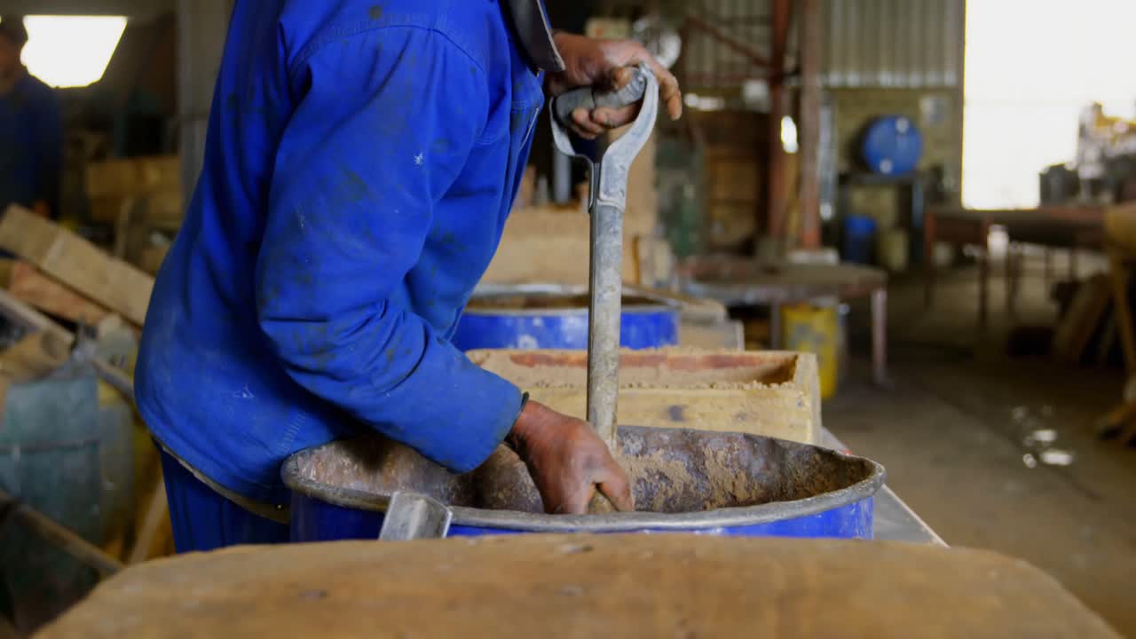 Worker working in foundry workshop 4k