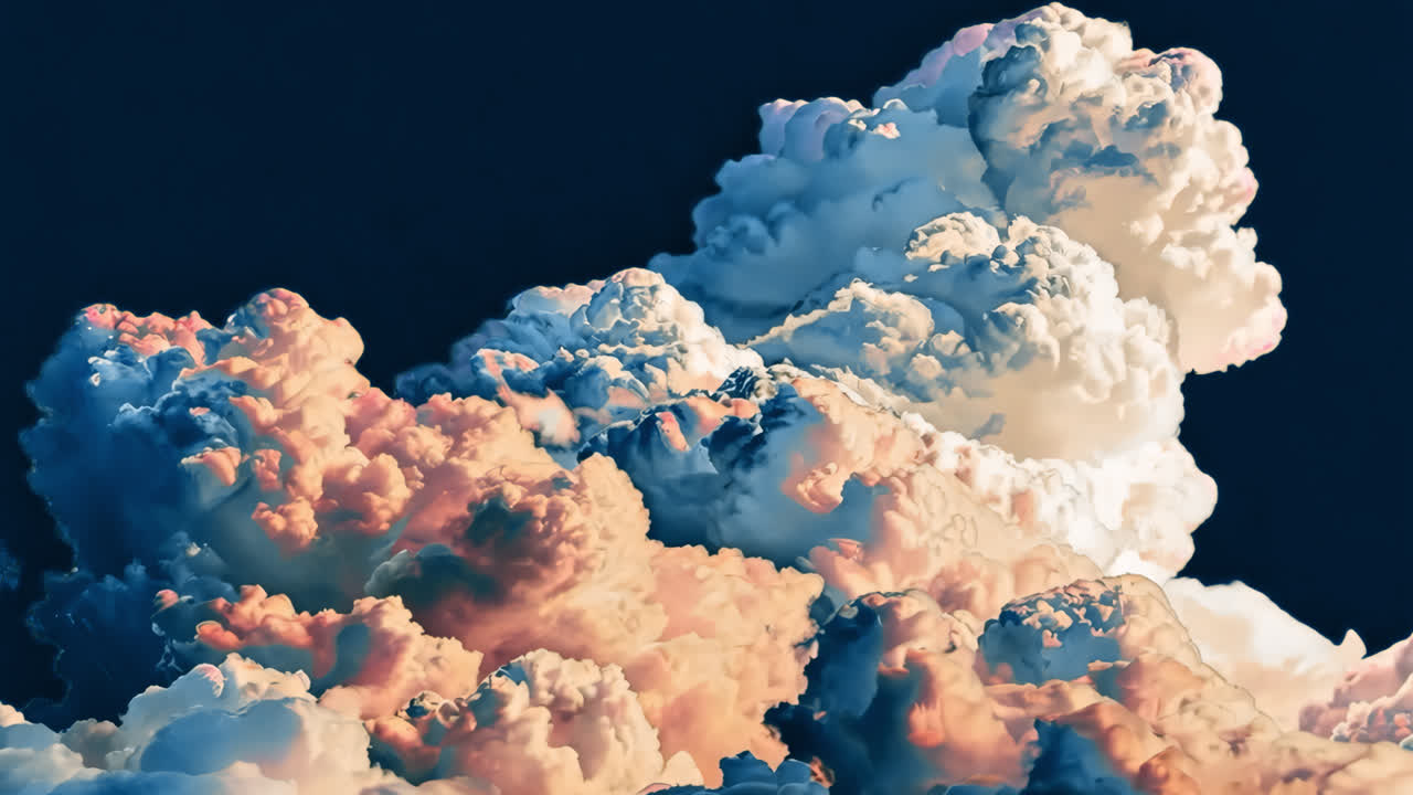 Vibrant clouds against sky animated overlay, transparent 4K video, alpha channel, ProRes 4444