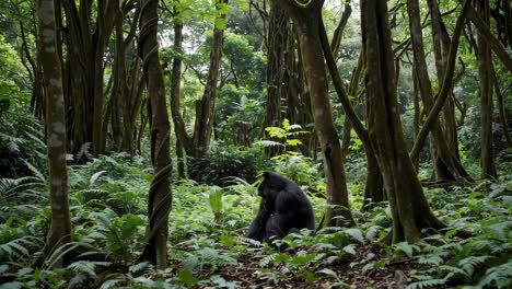 gorilla in a tropical rainforest