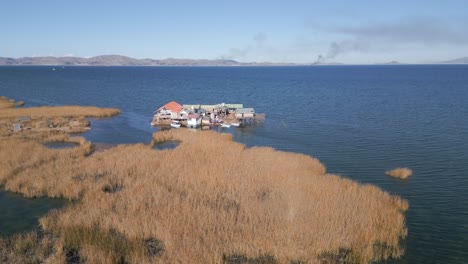 uros floating islands on lake titicaca in peru, south america