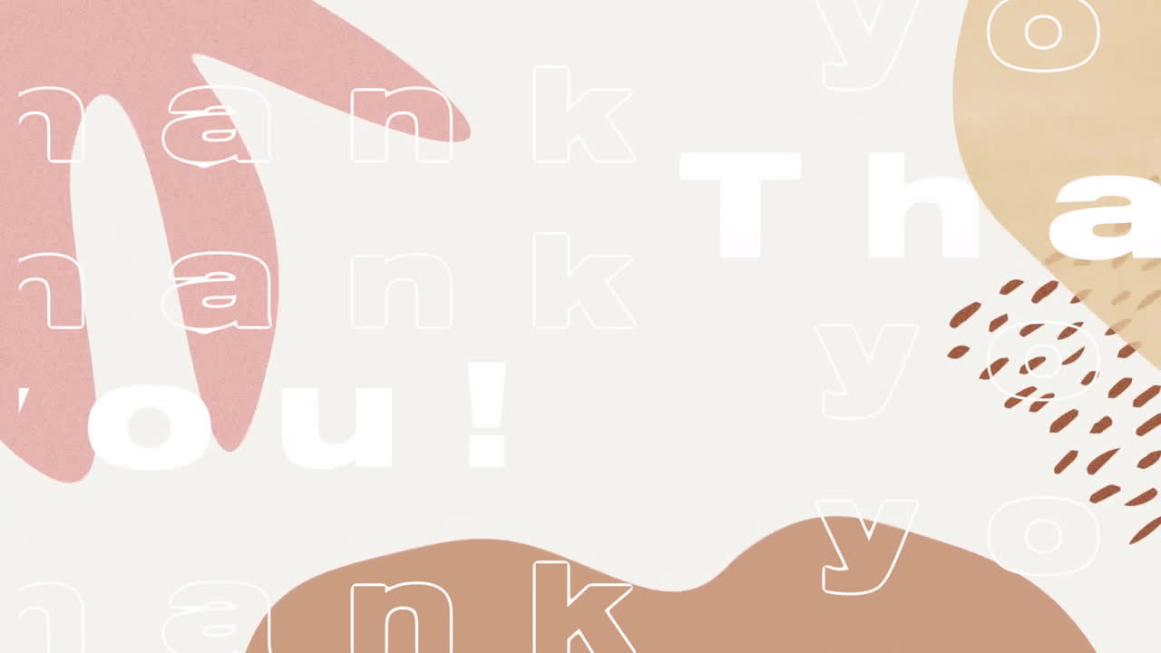 Thank you! text animation over abstract shapes in pastel colors