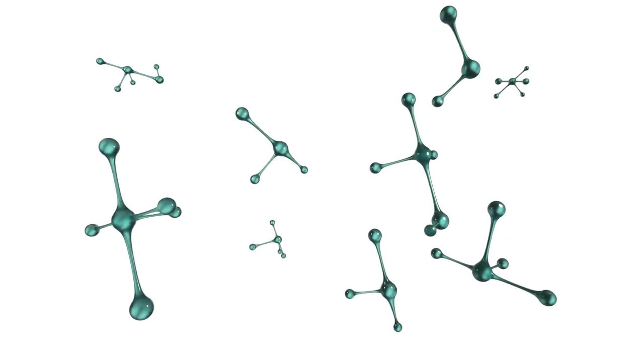 animación de moléculas sobre un fondo blanco