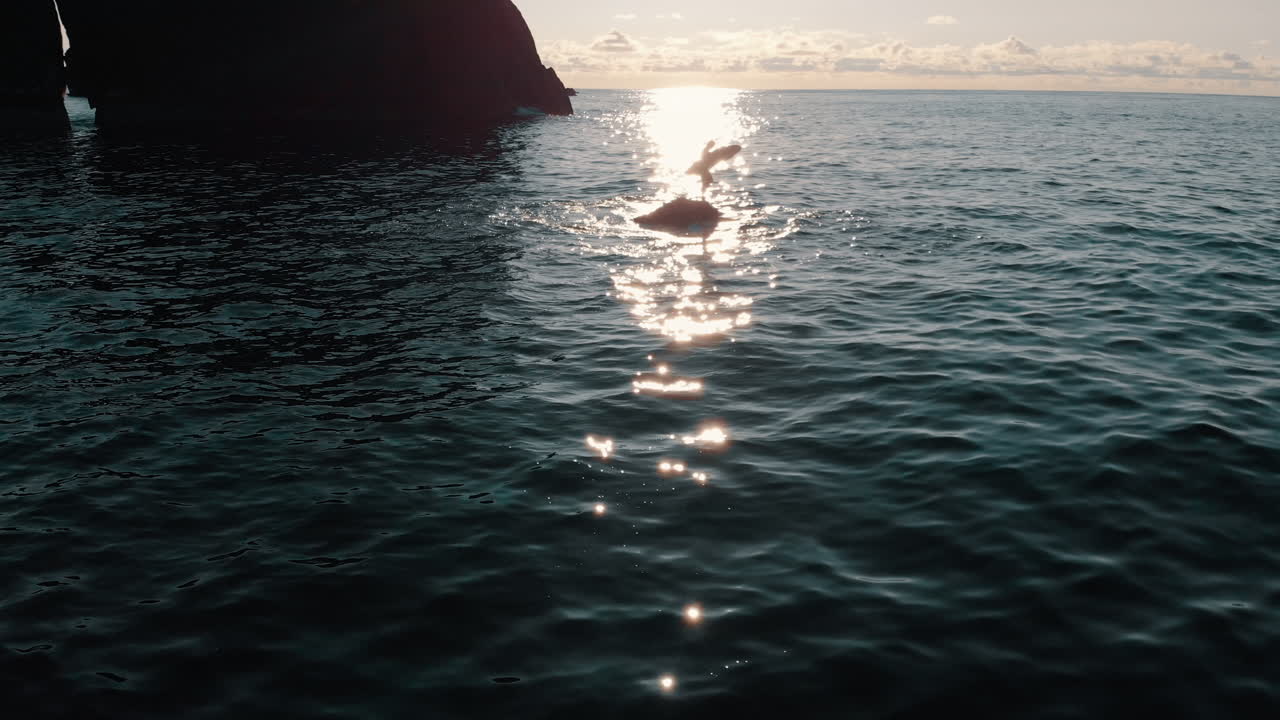 Sun reflecting on dark water