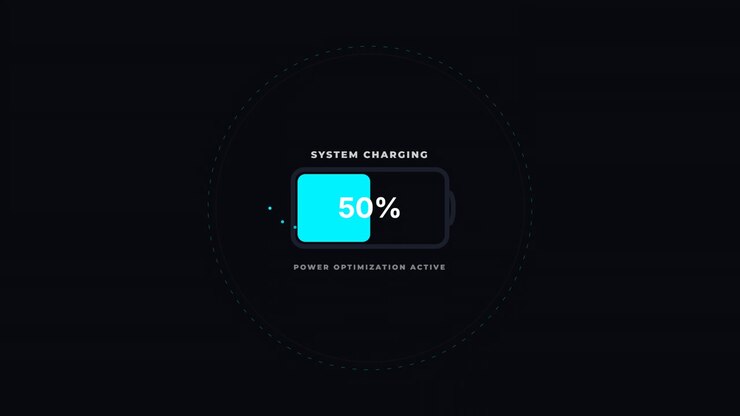 Digital Battery Charging Progress Indicator on Dark Background