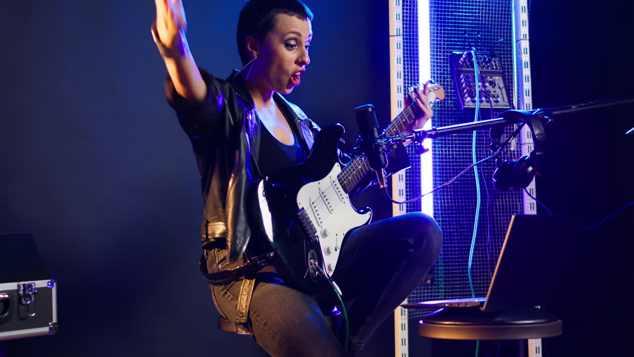 Woman Performing Music with Guitar