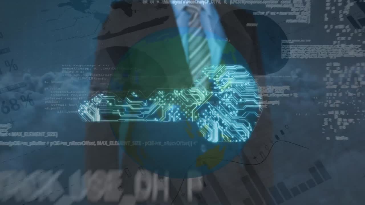 사업가와 데이터 처리에 대한 키 아이콘의 애니메이션