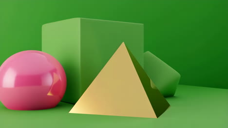 formas geométricas abstractas sobre un fondo verde