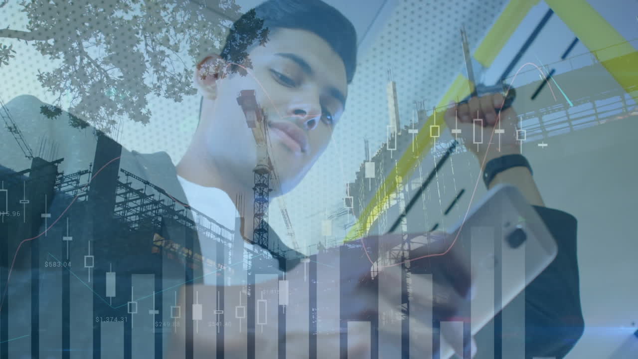 animación de estadísticas y procesamiento de datos sobre el hombre utilizando un teléfono inteligente