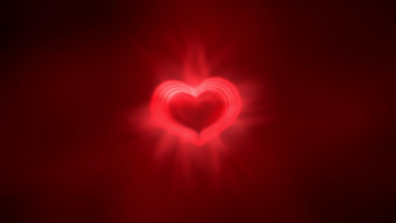 Motion graphics, red heart pulsing on red black background, 2D animation