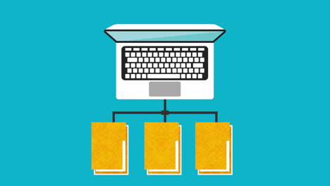 portátil conectado a varios archivos