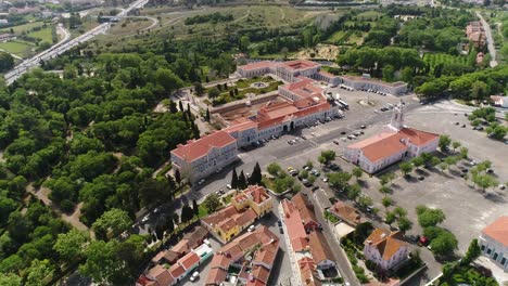 Palast-Von-Queluz-In-Lissabon,-Portugal,-Luftaufnahme