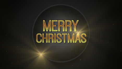 Texto-De-Feliz-Navidad-En-Círculo-Con-Brillos-Dorados-En-Degradado-Negro