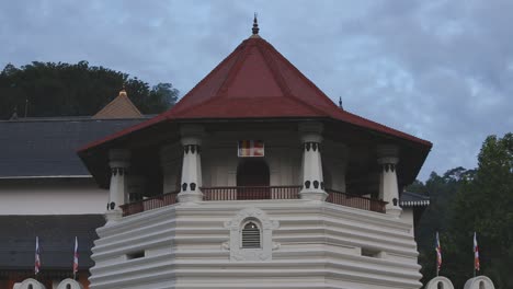 telephoto shot of peaceful indian temple at dusk