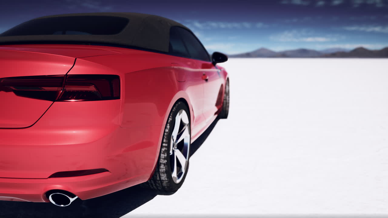 사막에서 빨간 카버 자동차