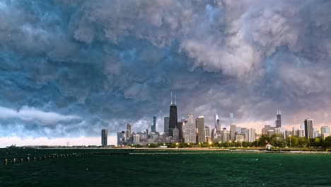 time-lapse of stormy weather in chicago, autumn evening in illinois, usa