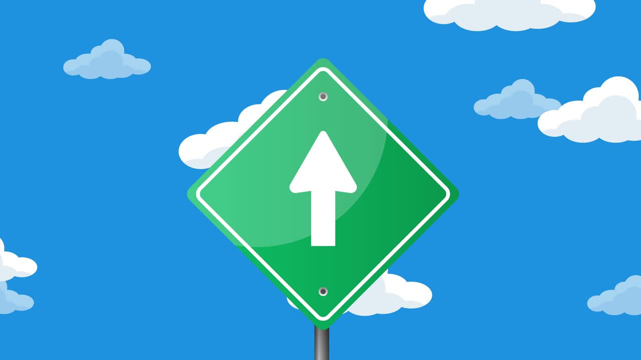 위쪽 화살표로 도로 표지판 애니메이션을 표시합니다.