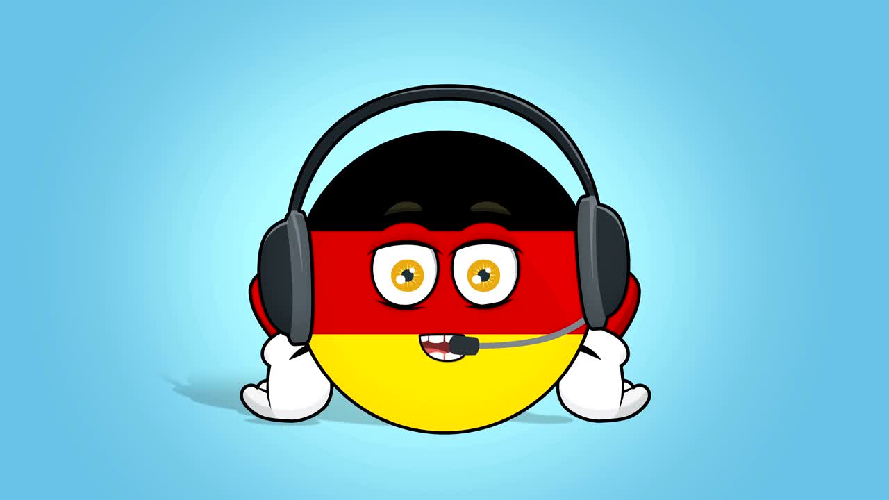 Icona bandiera cartone animato Repubblica Federale di Germania Operatore telefonico con animazione facciale