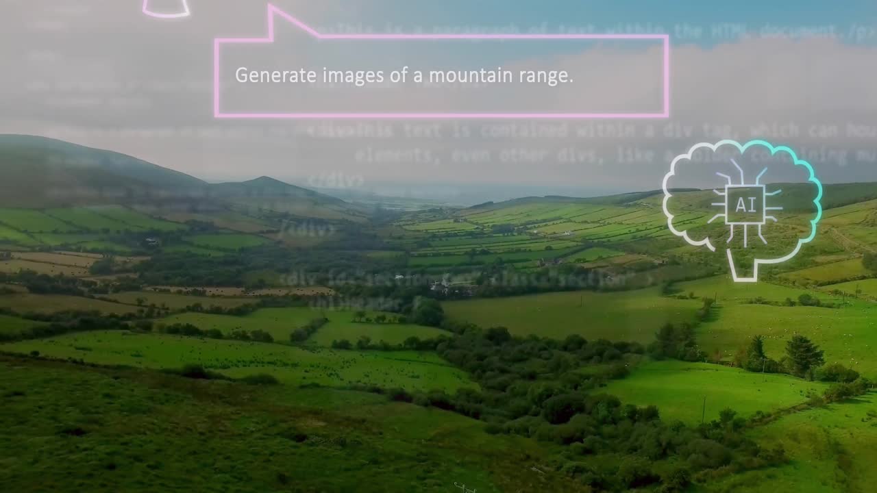 animación de burbujas de texto y habla sobre el paisaje.