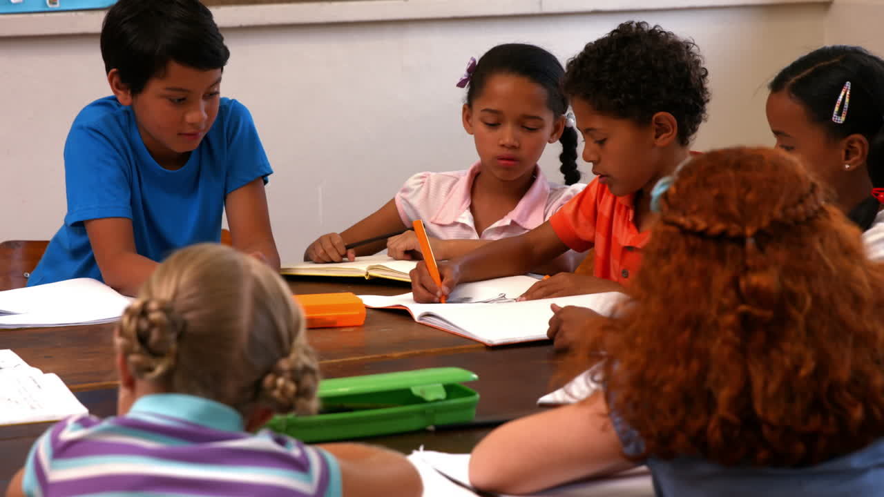 School children in class at school