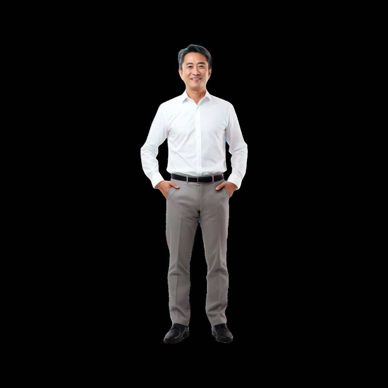 Confident professional man standing animation isolated asset, transparent 4K video, alpha channel