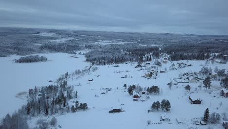 The-frozen-lake-and-forest-near-Borgvattnet,-Sweden