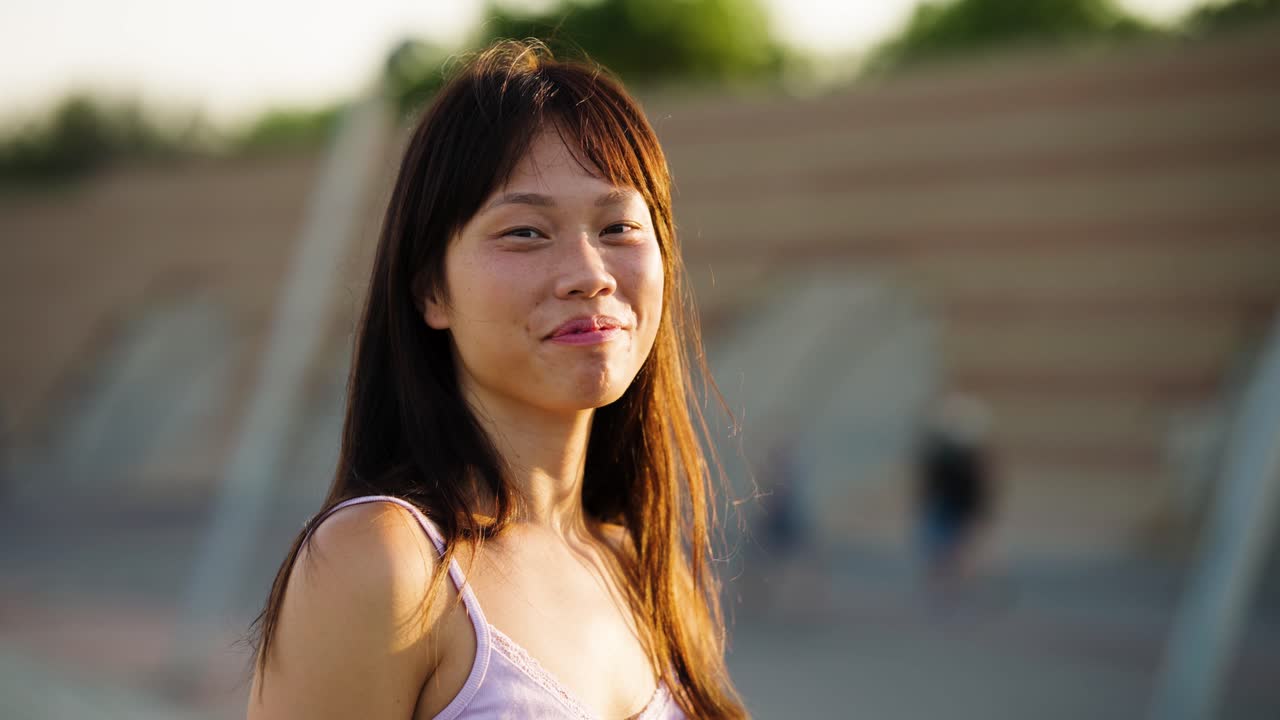 笑っているアジア人女性のポートレート。
