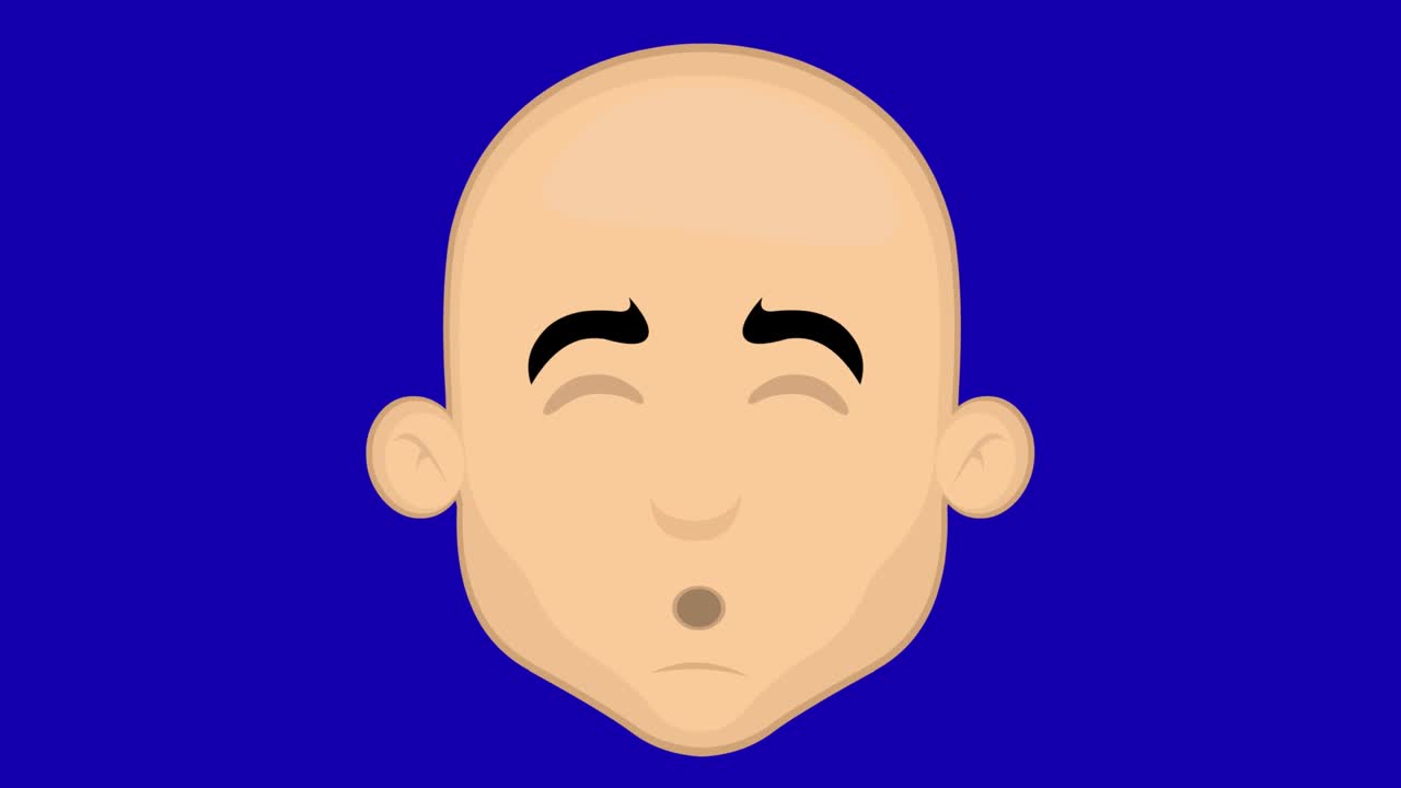 잠자는 만화의 머리 남자의 얼굴의 루프 애니메이션