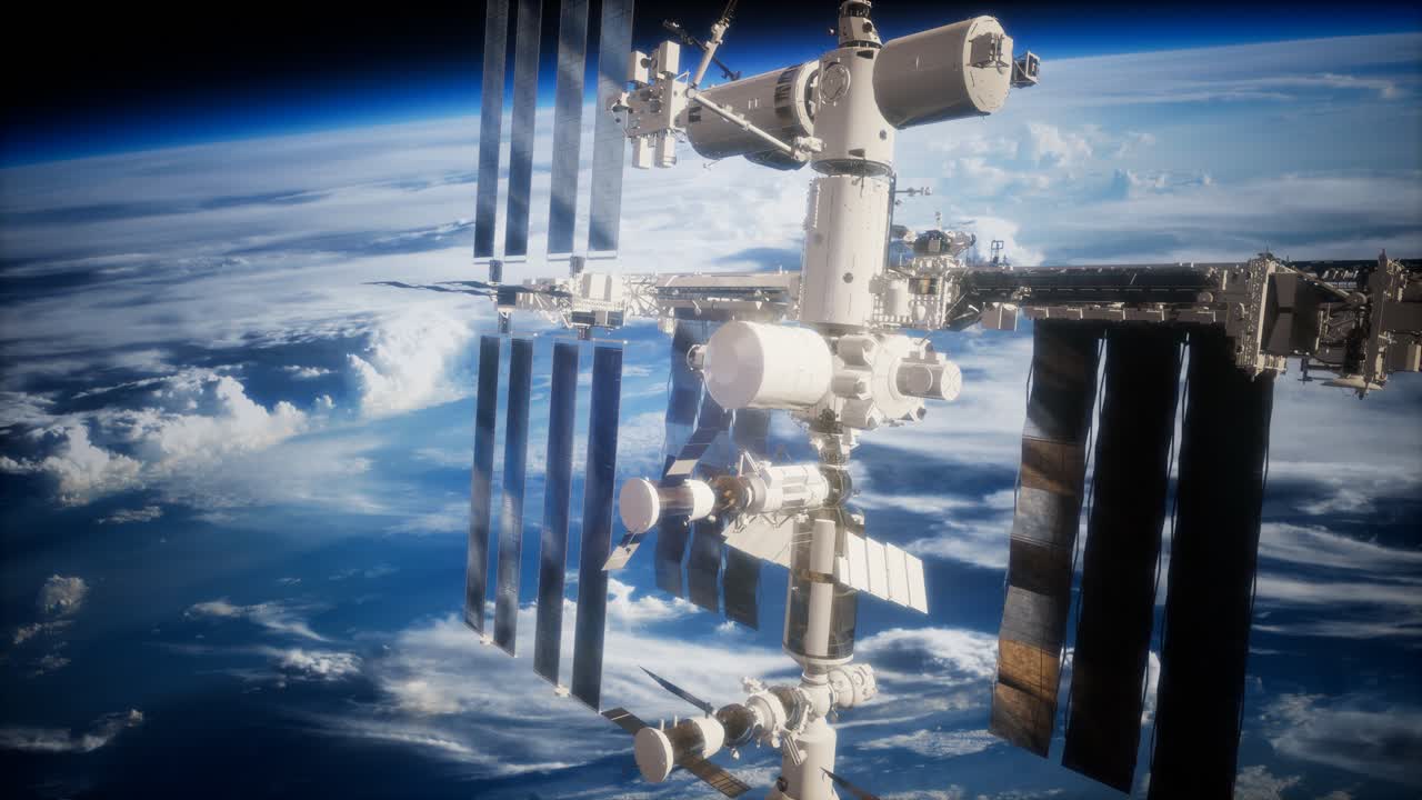 международная космическая станция в космическом пространстве над планетой земля