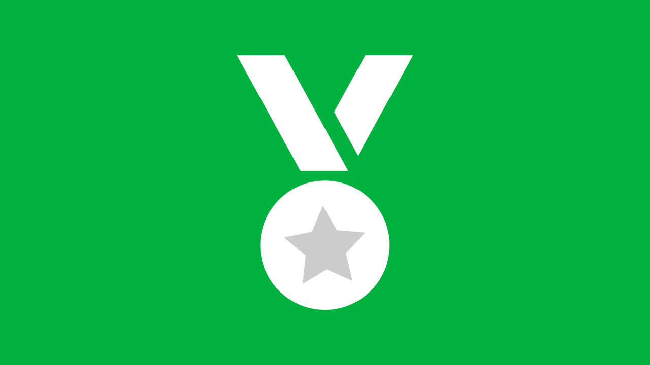 Animated Medal Award Icon Appearing on Green Background