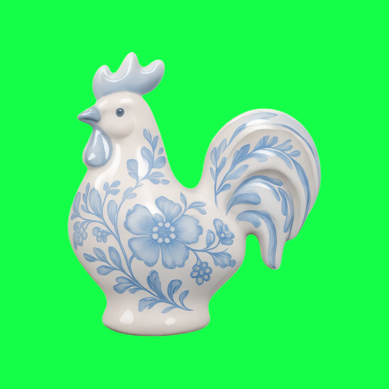Ceramic rooster with floral design