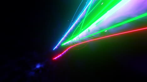 multicolored laser trails flying in space. infinitely looped animation