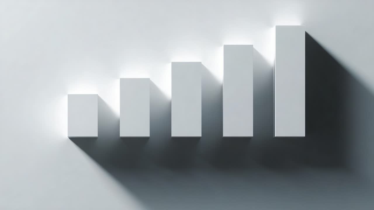 Creating a Visual Representation of Growth and Progress: Five Rising Bars Symbolizing Incremental Advancements in Data, Performance, or Success Over Time