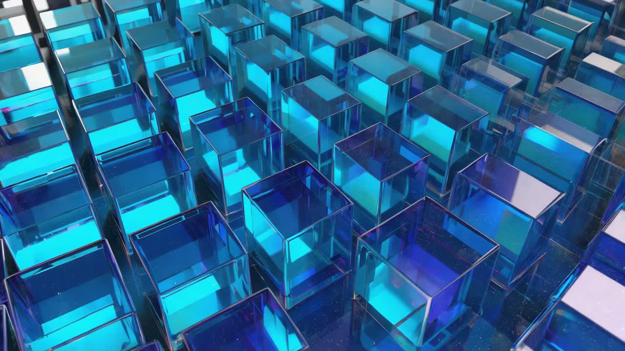 추상적인 파란 큐브