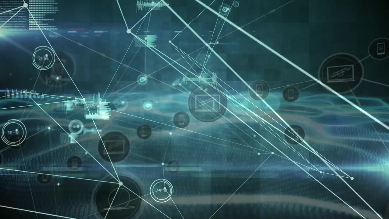 Digital Network Connection with Data Visualization and Icons