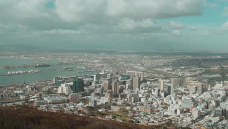 slow panning shot of cape town city bowl with cloudy sky