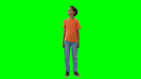 smiling boy touching digital screen 4k