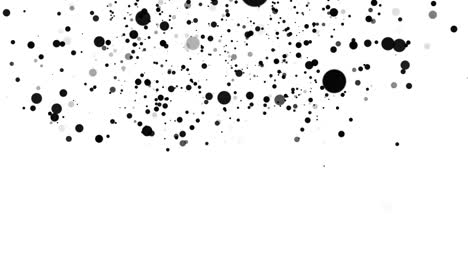 fondo monocromo con partículas que caen. círculos bokeh borrosos en blanco y negro que aparecen y desaparecen en el espacio