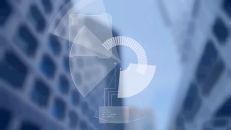 animation of radar and diverse data over city financial district