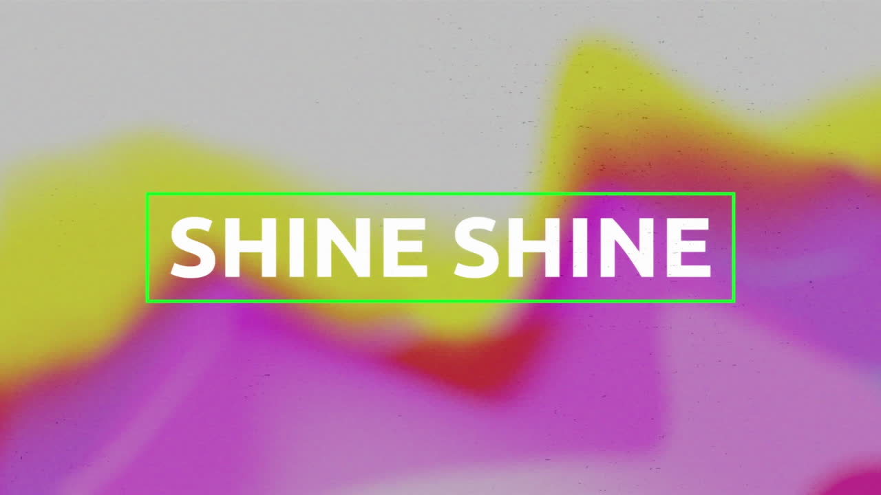 노란색과 분홍색에 분홍색 십자가와 녹색 선을 가진  ⁇ 색 텍스트의 반 ⁇ 이는 애니메이션