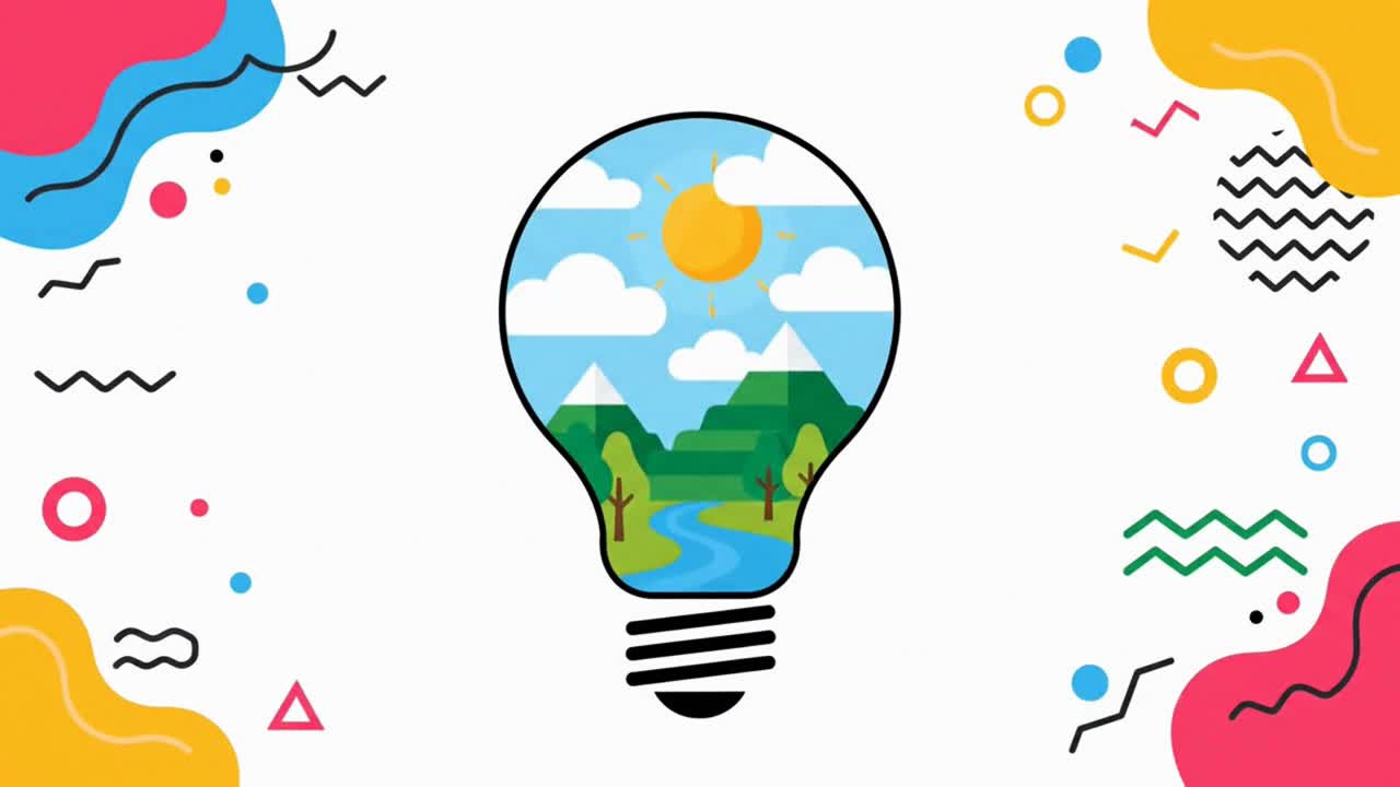 A lightbulb containing a natural landscape as a green energy concept