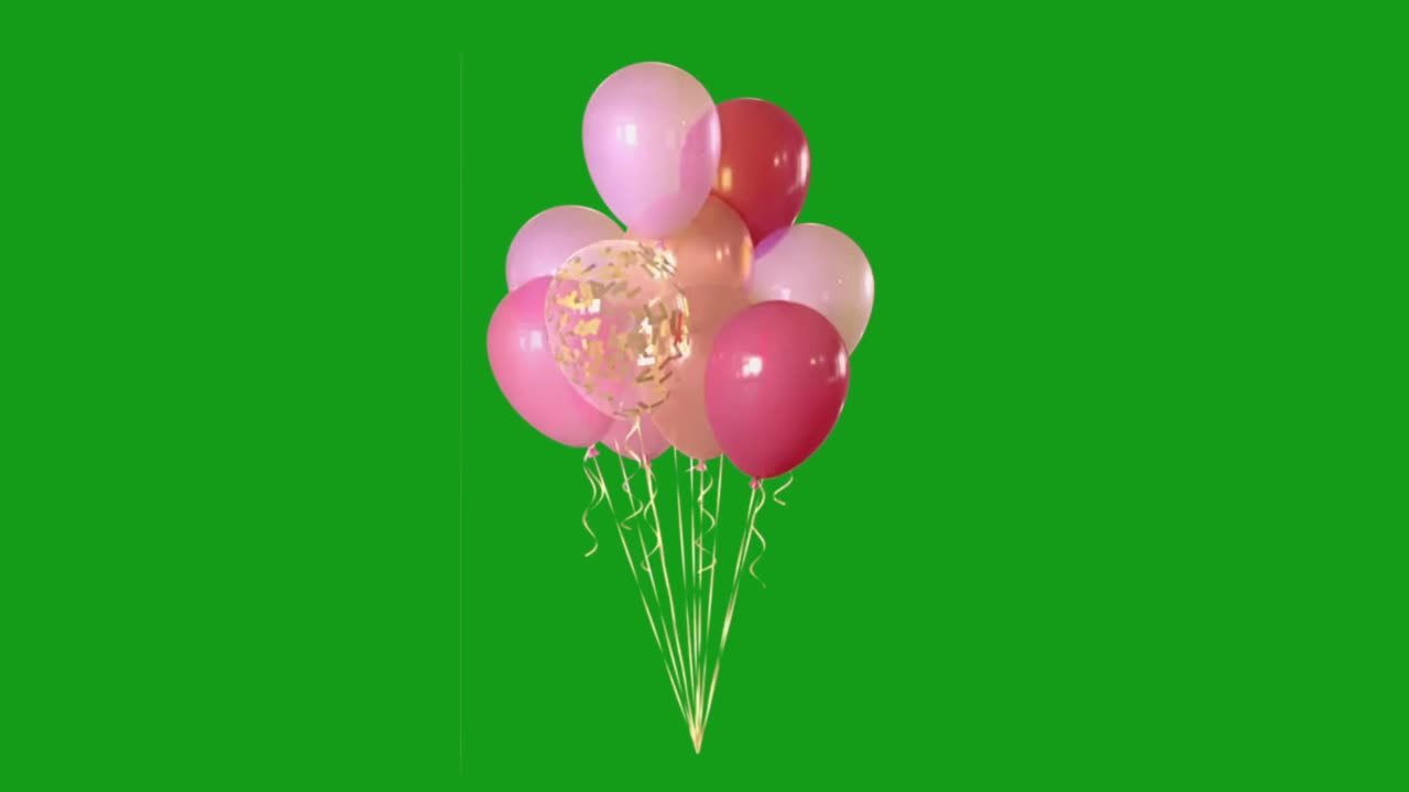 globos decorativos gráficos de movimiento con fondo de pantalla verde