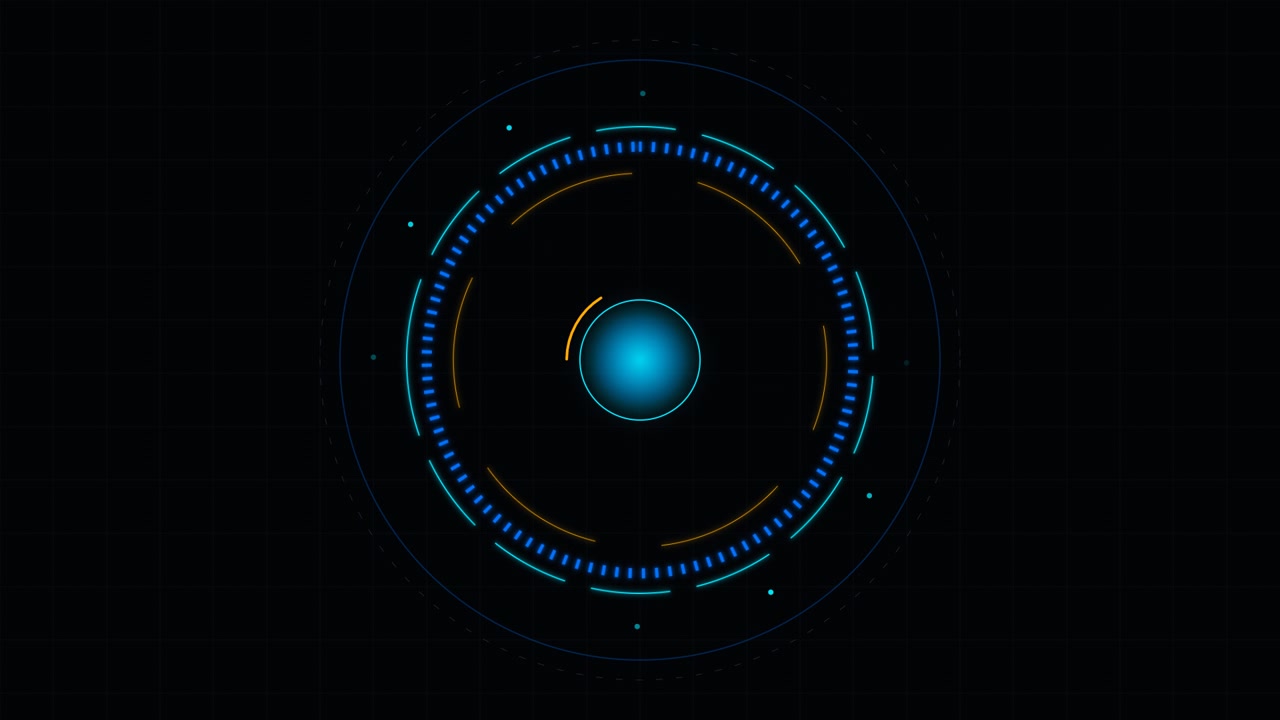 Futuristic Digital HUD Interface with Rotating Circular Elements