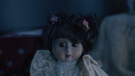 close-up of an antique porcelain doll
