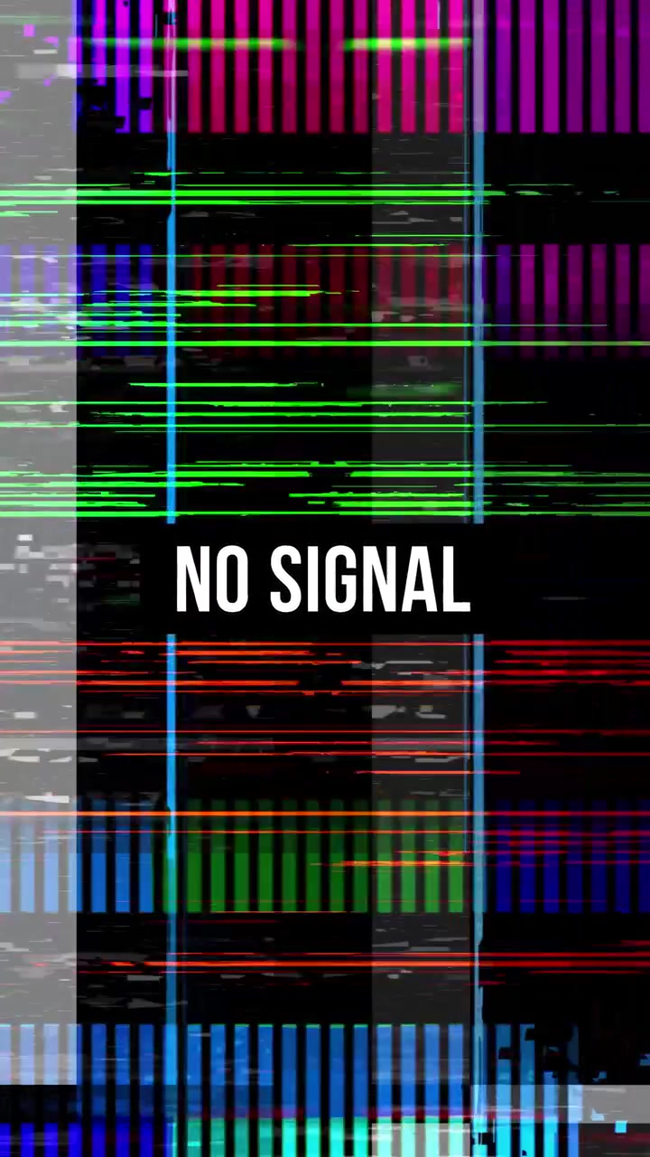 Digital Glitch Effect with No Signal Text Overlay
