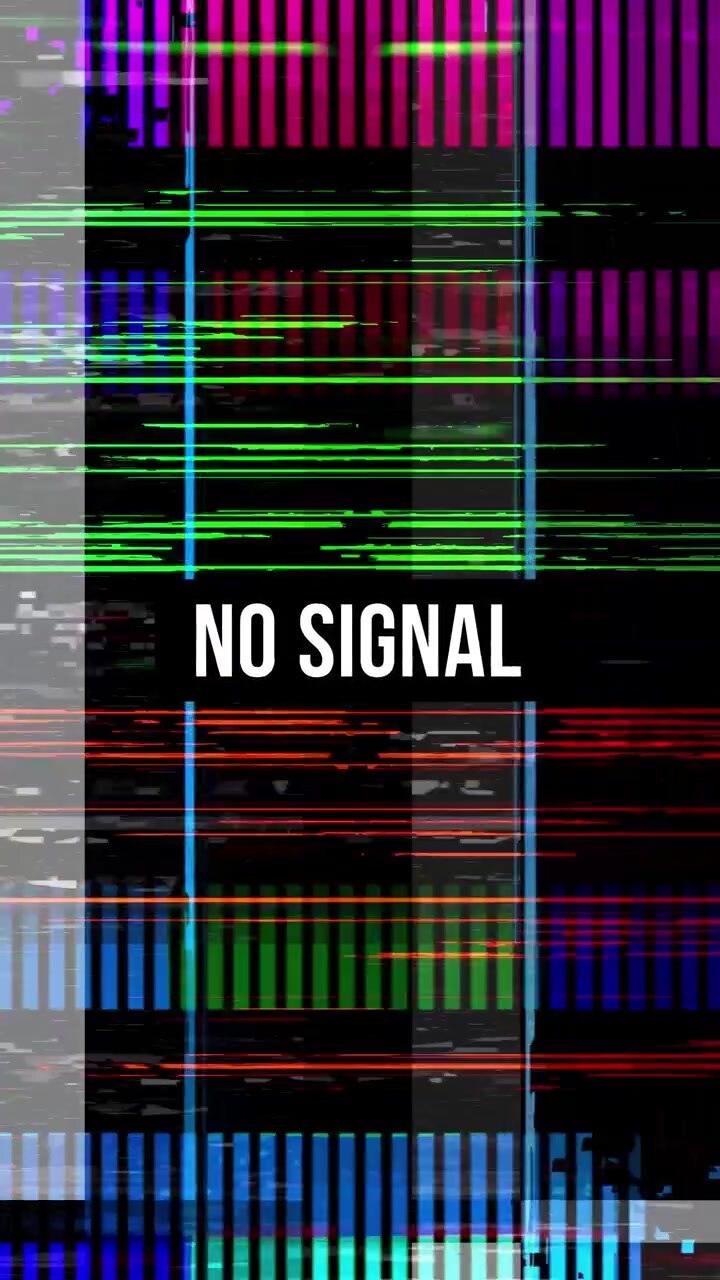 Digital Glitch Effect with No Signal Text Overlay