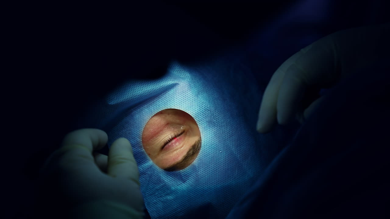 Modern medical laser eye correction. New healthcare cataract surgery.