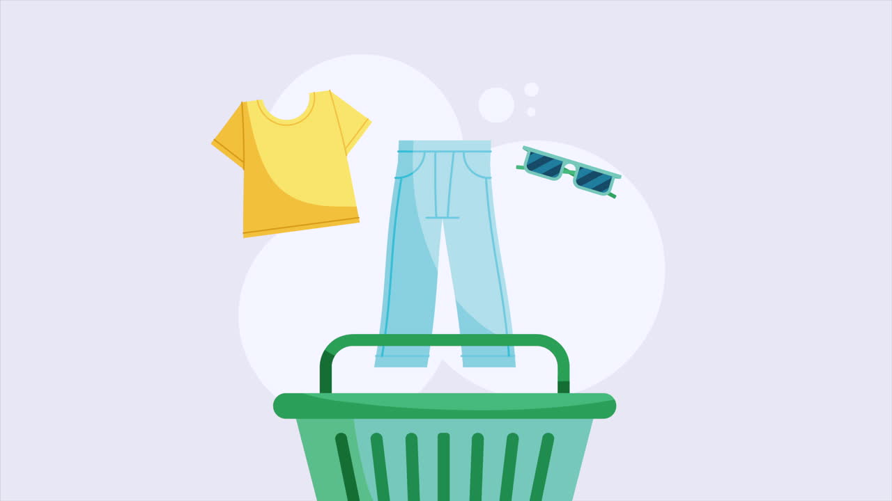 녹색 쇼핑 바구니 시장 애니메이션