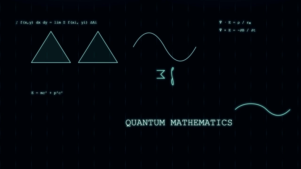 Quantum Mathematics Concept with Mathematical Equations and Geometric Shapes