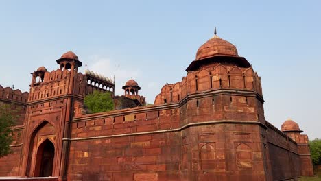 the exterior of the red fort in delhi, india