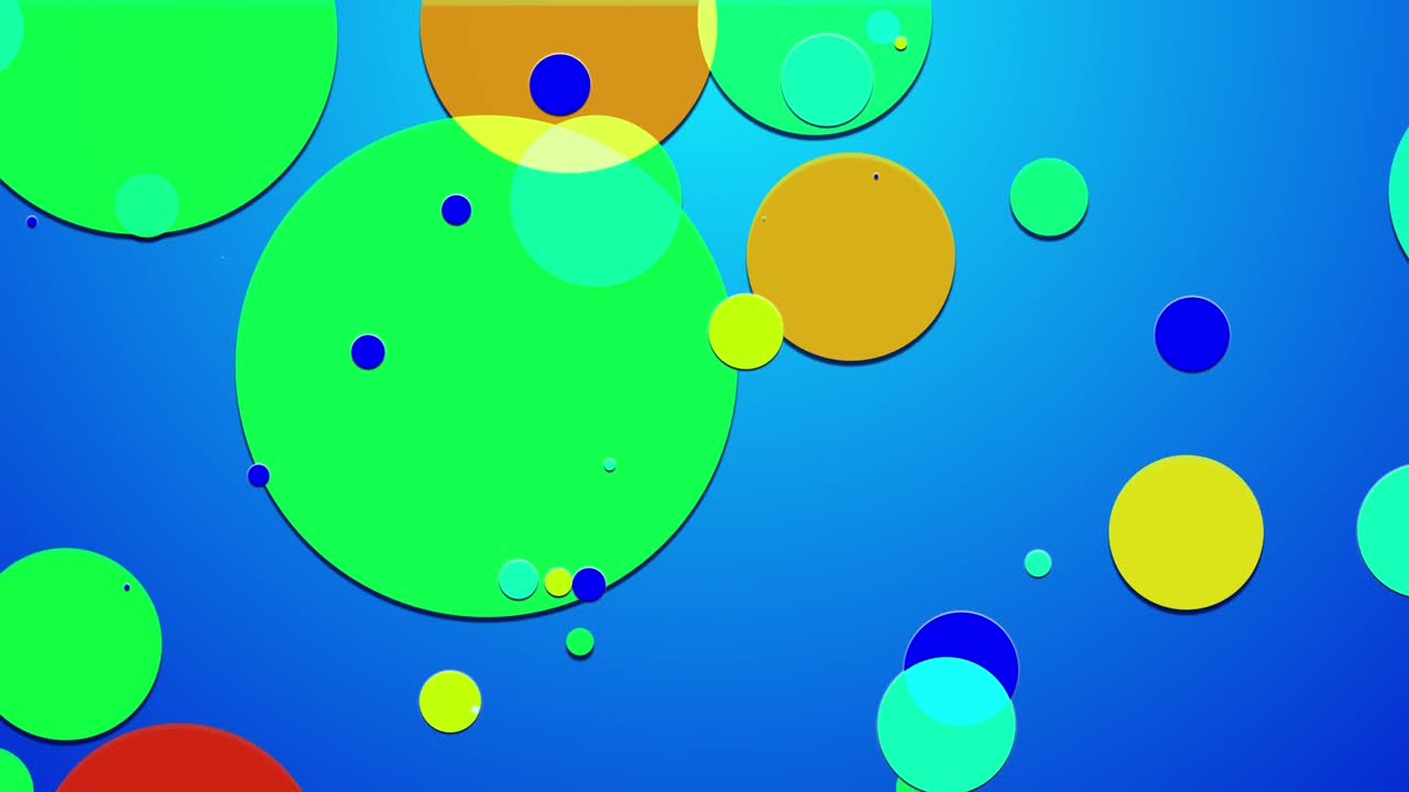 simple abstract 4k looped flat style background with circles that change their size, overlap each other, where they change colors, as if made of translucent material. Minimalist design. Luma matte